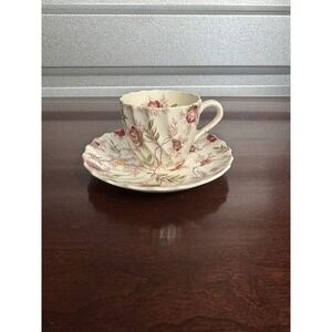 Copeland Spode "Rosalie" Demitasse Cup & Saucer Fluted Form C. 1900